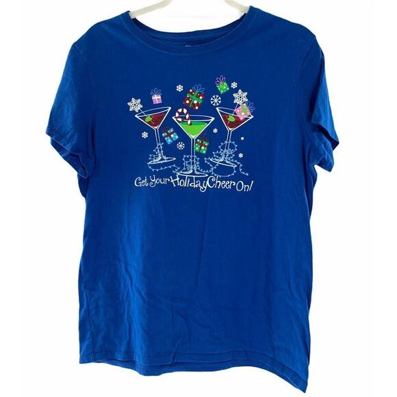 Get Your Holiday Cheer On T-Shirt Juniors Teen XL Short Sleeve Graphic Pullover - Picture 1 of 5